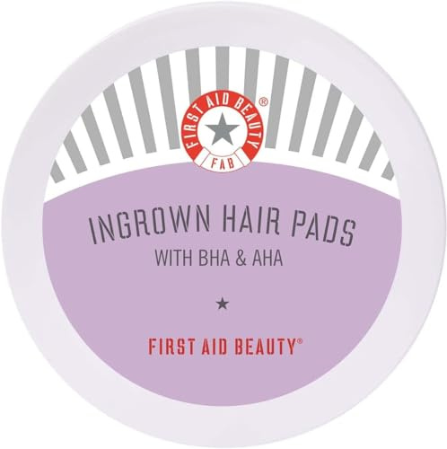 First Aid Beauty - Ingrown Hair Pads with BHA + AHA - Aftershave Treatment Pads to Help Prevent Razor Bumps for Men & Women - Exfoliate Underarms & Bikini Area - Compostable for Daily Use - 28 Pads