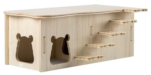 Hamster House, Wooden Pet Small Animal Hideout Hut, Natural Living House Cage Décor for Syrian Hamsters Dwarf Hamster Gerbil Rat Chipmunk (MZ-137)