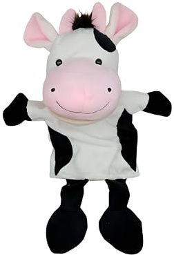 Proumhang Marionetas De Mano De Cuerpo Completo para Niños,Animal Títeres de Mano Granja Títeres Juguetes Set,Juguetes de Peluche con Boca Abierta Móvil,Regalos para Niños y Niñas 35cm Vaca