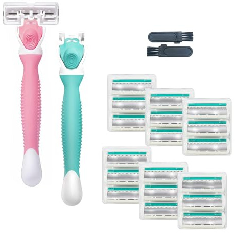 Hocmos Razors for Women Sensitive Skin，6 blade Lady Shaving Razor for Women, Women’s razors for Shaving Including 1 Travel Razors for Women with 19 Blade Refills