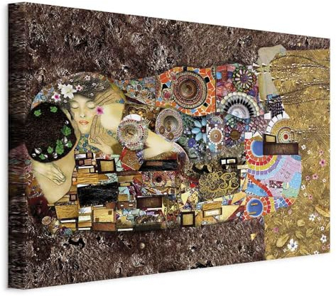 murando Quadro Acustico Gustav Klimt 60x40 cm 1 Pezzo schiuma acustica Quadri Moderni - Stampa su Tela - Protezione dai Rumori Fonoassorbente Astratti Bacio Riproduzione Famosi l-A-0060-b-a