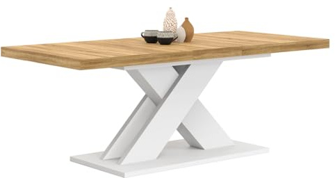 IDMarket - Table à Manger Extensible Rectangle Alicia 6-10 Personnes Bois et Blanc 160-200 cm