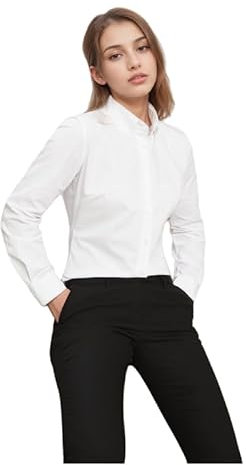 Ladies White Long Sleeve Shirt Office Wear Casual Wear Shirt Wrinkle-Free Easy Care (UK, Numeric, 36, Regular, Regular, White)