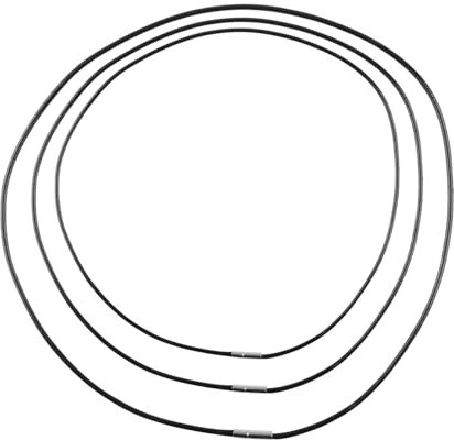 Tabanzhe Leather Necklace Set-3PCS 45 50 70cm Waterproof Black Artificial Leather Cord Necklace with Stainless Steel Clasp Braided Cord Chain Gifts for Men Women