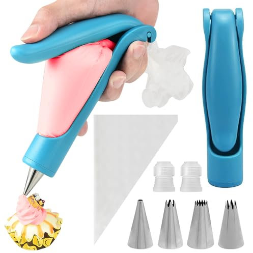 Kit con penna per decorazione torte, sac à poche e beccucci riutilizzabili, siringa per decorare torte, pasticcini e cupcake, siringhe per crema di glassa