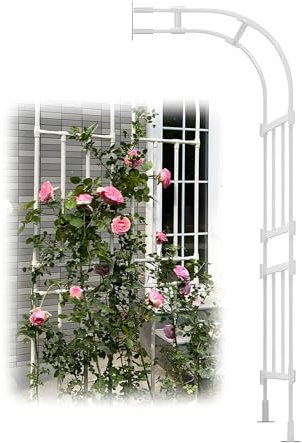 Garten Rosenbogen Halbbogen für Kletterpflanzen Spalier Gegen die Wand 240cm 267cm Metall Torbogen Rankhilfe verziert Wetterfest(White,60x240x45cm)
