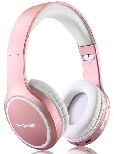 Bluetooth Headphones Over Ear, 70H Playtime and 3 EQ Music Modes Wireless Headphones with Microphone, HiFi Stereo Foldable Lightweight Headset, Deep Bass for Home Office Cellphone PC (Rose Gold)