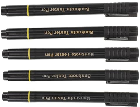 SHINEOFI 5pcs Money Checker Pen Dual Functionality UV Marker Ballpoint Pen for Accurate Currency Detection Essential for Business Travel Black