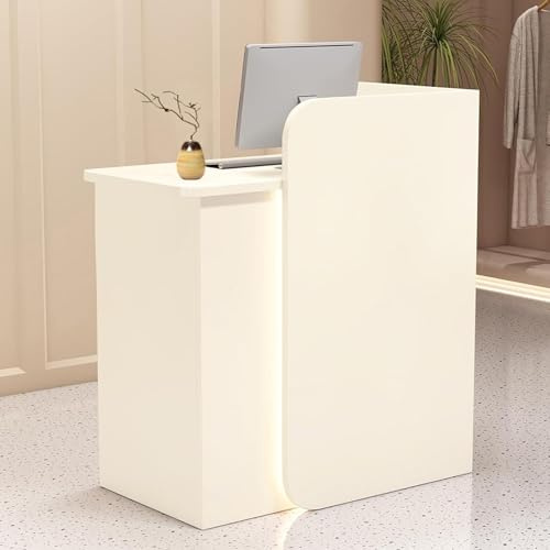 Mostradores para Tiendas,Mostrador Recepcion Moderno,Recepciones Peluqueria,Mesa de Recepción con Cajón Cerradura,Mueble de Recepción,para Oficina Comercio Hotele Salones de Belleza(Wit,60X45X100CM)