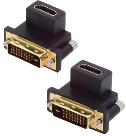 CY Adattatore 2 pezzi/lotto Adattatore DVI maschio a HDMI femmina angolato su e giù da 90 gradi 4K per computer Scheda grafica HDTV