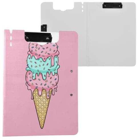 JUMBEAR Yummy - Portapapeles de helado A4 con clips dobles, tablero plegable con tapa, organizador personal ligero adecuado para hospitales, oficinas, escuelas, negocios, suministros de aula