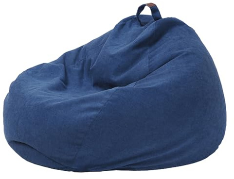 Fodera per poltrona sacco XL in velluto di cotone (senza imbottitura), lavabile, per soggiorno, camera da letto, balcone, colore: blu scuro