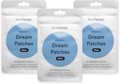 Kind Patches Dream Patches™ with Magnesium Supports Sleep 3 Month Supply | Supports Quality Sleep, Calmer Mind, Stress & Anxiety | Magnesium, Passionflower, Ashwagandha & L-theanine | 90 Vegan Patches