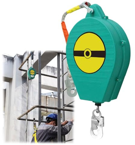 Aocay Dispositif Antichute a Rappel Automatique, 150 kg Harnais de Securite Anti Chute Toiture, 3-20m Dispositif Anti Chute Rétractable Toiture avec Crochet Autobloquant(Vert,5m)