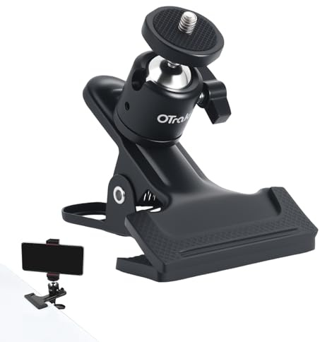 OTraki Abrazadera con Cabeza Esférica para Trípode, Rotación de 360 Grados Abrazadera Resorte con Cabeza Esférica de Tornillo de 1/4'', Soporte para Flash Reflector para Studio Backdrops, Photo Paper