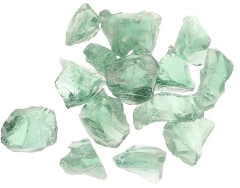 BELLIFFY Piedras Decorativas para Acuario 2 Kg Grava de Vidrio Natural 3-5 CM Color Verde Hielo Roca Decorativa para Peceras y Estanques Adorno para Base de Acuario y Manualidades de
