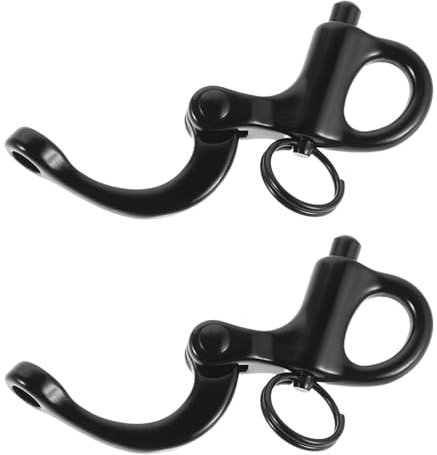 TOPBATHY Manille à Ressort en Acier Inoxydable Noir 52 Mm, Lot de 2 Manilles à Dégagement Rapide Marines Robustes, Équipement de Voile et Gréement pour Navigation de Plaisance