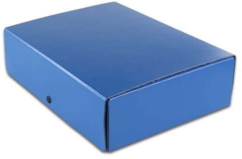 ELBA 400000988 Dokumenten-Box aus Hartpappe mit 3 Einschlagklappen und Druckkopf 8 cm blau
