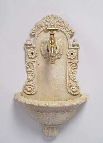 Luxus Pur UG Wandbecken weiß Gartenbrunnen Waschbecken Deko Antik Eisen Goldener Wasserkran