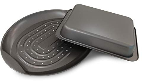 Guardini Set, 1 Lasagnera 22x28cm+1 Teglia forata per patatine 39x34cm, Acciaio con rivestimento antiaderente, Colore grigio