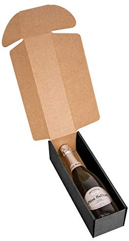 Packung mit 4 Geschenk-Etuis mit 1 Flaschen, Karton für Cava oder Champagner, Schwarz, Geschenkkarton