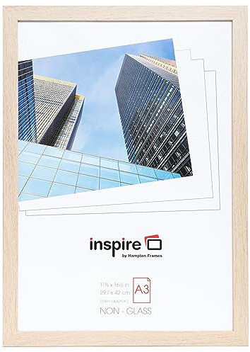 Hampton Frames | Cadre photo OSLO A3 | 30x42 cm, effet bois naturel, acrylique sans verre | Fixations murales, portrait ou paysage | Pour posters, décoration intérieure