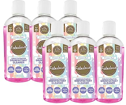 Fabulosa 4 in 1 Concentrated Antibacterial Disinfectant All Purpose Cleaner, 220ml, 6 pack, Unicorn Dust