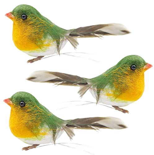 IRYNA 3 Pcs Handmade Robin Garden Ornament Birds, Simulated Bird Ornaments Robin Garden Decorations Outdoor Home Decor