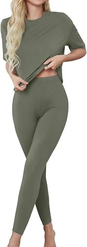 Love My Fashions® Women's Loungewear Comfortable T-Shirt & Legging Set For Relaxing Casual Sleepwear Nightwear Jogging Running Suit Crew Neck Half Sleeve 2-Piece Tracksuit Set