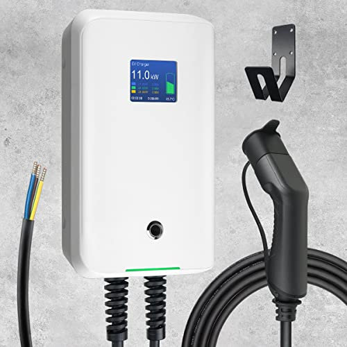 Morec 11kw ev Ladegerät 16A Dreiphasig EV Ladestation Wallbox EU Standard Typ 2 IEC 62196-2 Stecker mit Stromkabel zum Verteilerkasten 6.1m (11KW)