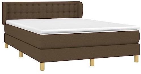 vidaXL Boxspringbett mit Matratze Doppelbett Polsterbett Bett Bettgestell Hotelbett Bettrahmen Lattenrost Schlafzimmerbett Dunkelbraun 140x200cm Stoff