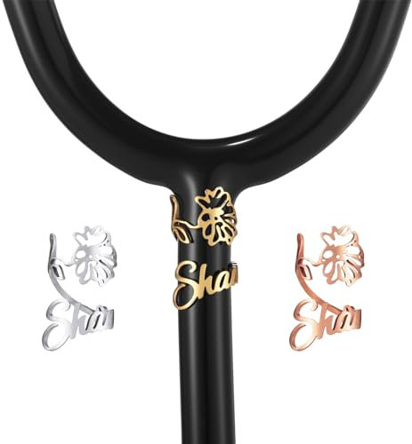 OTXIXTO Personalisiert Stethoskop Namensschild mit Graviert Namen/Symbol Edelstahl Stethoskop ID Tag Personalisiert Zubehör Geschenk für Arzt/Krankenpfleger/Pflegestudent (Stil A1)