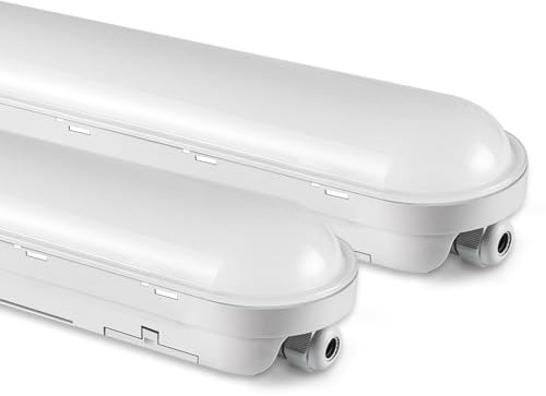buling 2 Stück Feuchtraumleuchte LED 120CM, 36W 4500LM Röhre Lampe, Verknüpfbar Wannenleuchte IP65 Wasserfest Leuchtstoffröhre Leuchte für Büro Keller Garage, Neutralweiß 4000K