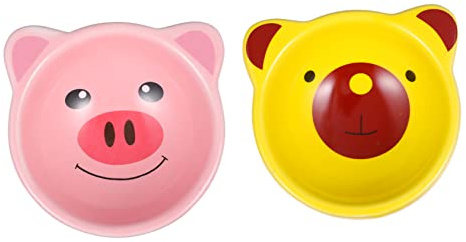 Ciotola in Ceramica per Criceti e Piccoli Animali 2 Pezzi Contenitore Cibo Anti-ribaltamento a Forma di Carino Cartone per Alimentazione Sicura Stili multipli