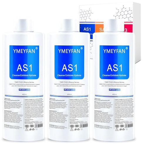 AS1 Solution for Hydrate Facial Machine (English Ver.), AS1 SA2 AO3 Aqua Peeling Solution for Hydrogen Oxygen Facial Machine, Nourishing Exfoliate Serums for Face Skin Care(400ml x 3Bottles)