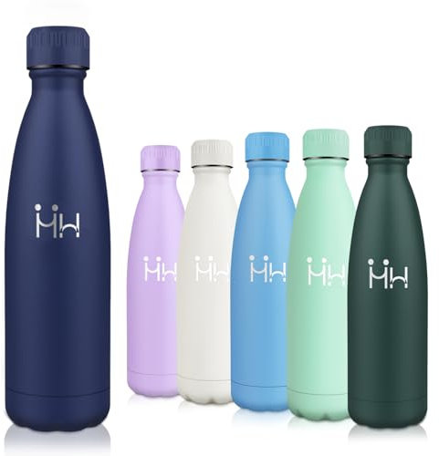 Motswedi Borraccia Termica, 500ml 18/8 Acciaio Inox, Bottiglia Termica, Senza BPA, Borraccia Acciaio Inox, 12 Ore/Freddo 24 Ore, per Scuola, Sport, Campeggio, Yoga, Palestra, Blu Scuro