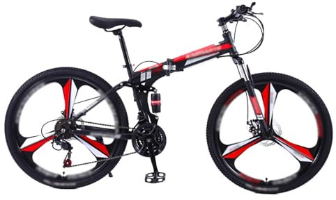 Asdfeop Mountain Bike Pieghevole da 24 e 26 con Doppia Sospensione, Telaio in Acciaio ad Alto tenore di Carbonio, 21 velocità, Bici da Ciclismo Sportiva per Adulti, Uomini e Donne, Adolescenti