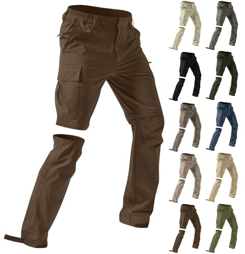 Pantalones cargo para hombre, pantalones convertibles de senderismo, pantalones impermeables y ligeros con múltiples bolsillos, pantalones de secado rápido con cintura elástica para pesca, viaje