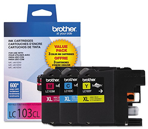 Brother LC1033PKS, LC-103, Innobella High-Yield Ink, 600 Page-Yield, 3/Pack, Cyan-Magenta-Yellow