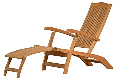 Kai Wiechmann Liegestuhl Holz Teak Deckchair Gartenliege Sonnenliege mit Armlehnen klappbar Premium