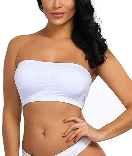 Seamless Bandeau Bra Boob Tube Bra – Strapless – Stretch White
