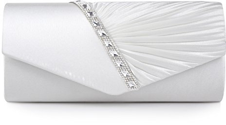 Damara Elegant Strassstein Damen Abendtasche Handtasche,Weiß