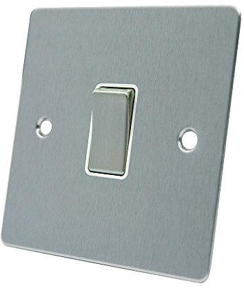 AET FSC1GSWIWS 10 A 1-Gang 2-Way Satin Chrome Flat Single Light Switch with White Insert Metal Switch