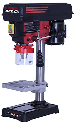 LUMBER JACK 5 Speed Pillar Drill Press has a 13mm Chuck, 240v UK Plug, Workbench Repair Tool, Mini Bench Top Drilling Machine, for Woodworking