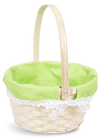Easter Egg Hunt Gift Basket for Kids, Pink Wicker, Flower Crafts (Green)