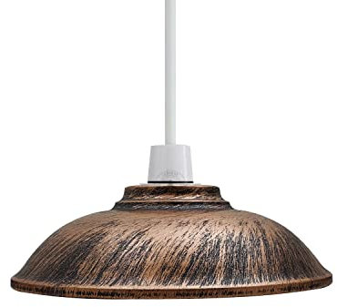 Retro-Metall-Lampenschirm, einfach zu montieren, antiker Lampenschirm für Hängelampen, gebürstetes Kupfer Farbe Lounge-Beleuchtung Vintage industrieller Lampenschirm mit kostenlosem Reduzierring