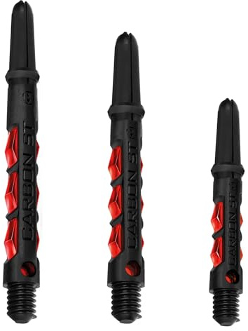 Harrows Dart Shafts Carbon ST Stems with Pyramid Rings, Medium, Red