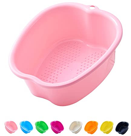 AXLOFO® Cuenco grande para bañera, de plástico grueso y estable, para baño de pies, spa y pies masaje, pedicura, callosidades, cutículas y desintoxicación (reposapiés-rosa)
