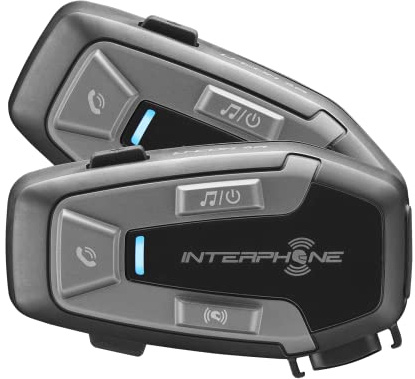 INTERPHONE U-Com6R - Doppio - Interfono Moto Bluetooth 5.2 Rimovibile e Batteria Integrata 15 ore Autonomia, Moto Moto 1 Km, Compatibile TFT e GPS, Impermeabile, Speaker 32mm, per tutti i Caschi