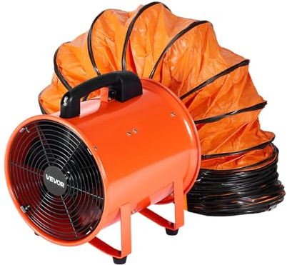 VEVOR Ventilatore Portatile, 365 W Estrattore d'Aria Aspiratore Industriale 304,8 mm Condotto Tubo Flessibile da 10 m Volume d'Aria 2574 CFM (4373 m3/h) 2 Marce per Aspirare Polvere Fumo 79 dB IP44